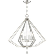 Nickel Six Light Metal Dimmable Chandelier With Shades