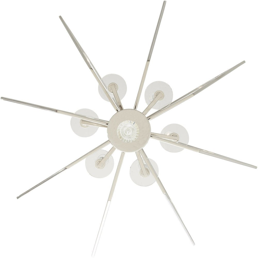 Nickel Six Light Metal Dimmable Chandelier With Shades