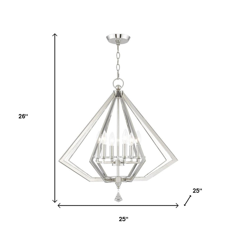 Nickel Six Light Metal Dimmable Chandelier With Shades
