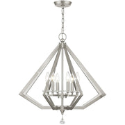 Nickel Six Light Metal Dimmable Chandelier With Shades