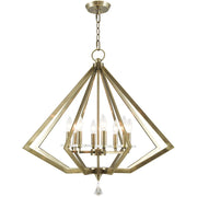 Antiqued Brass Eight Light Metal Dimmable Chandelier With Shades
