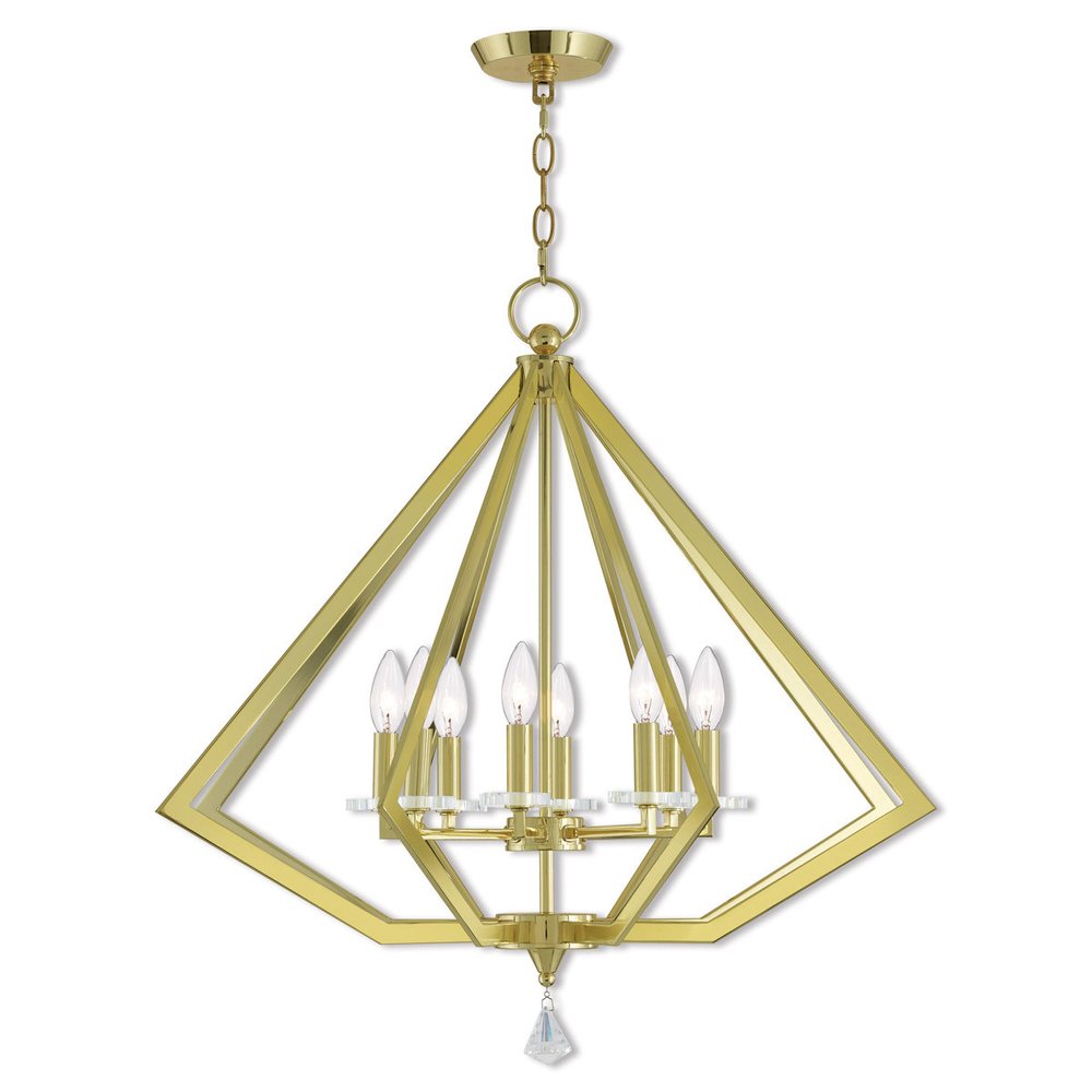 Brass Eight Light Metal Dimmable Chandelier With Shades