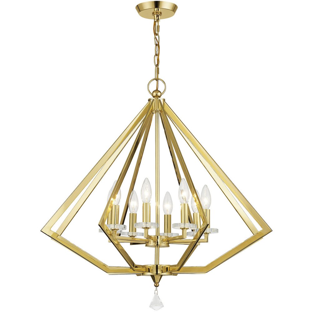 Brass Eight Light Metal Dimmable Chandelier With Shades