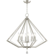 Nickel Eight Light Metal Dimmable Chandelier With Shades