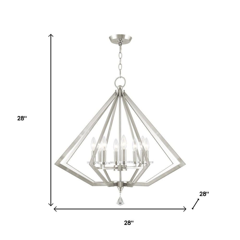 Nickel Eight Light Metal Dimmable Chandelier With Shades