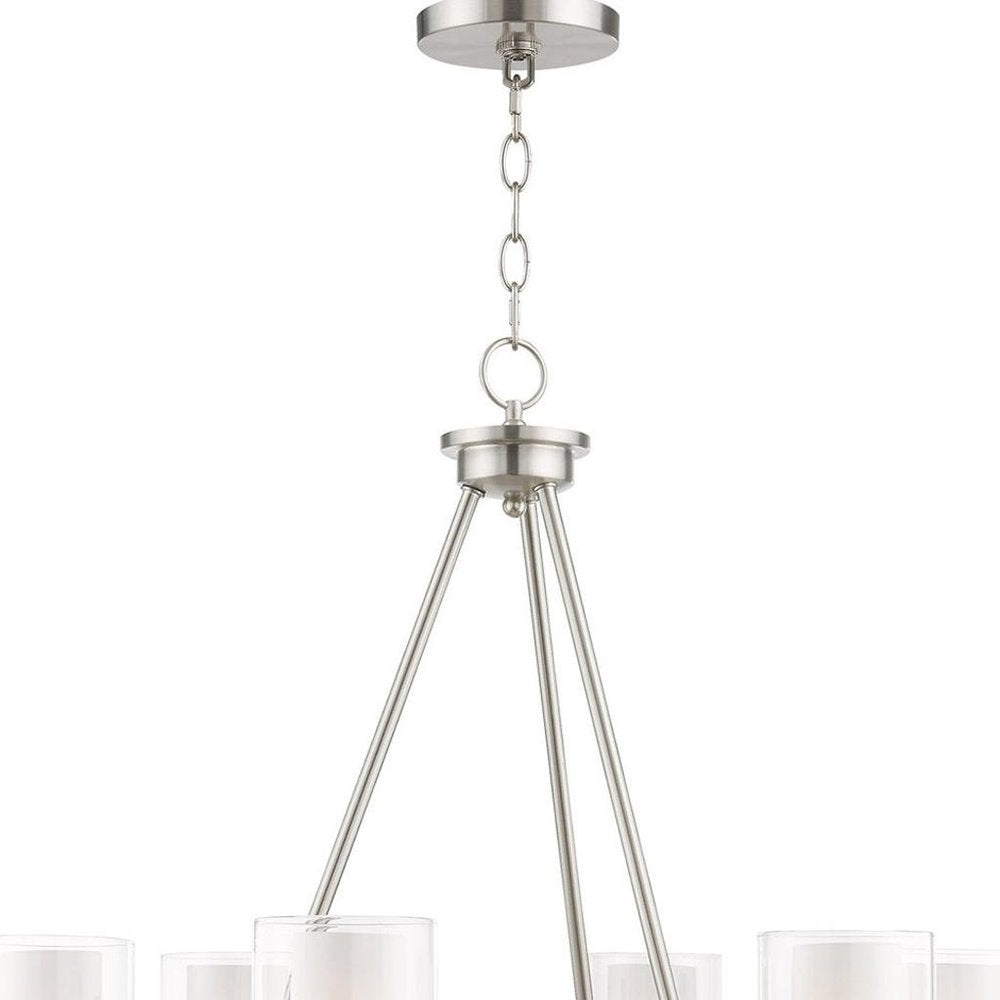 Nickel Six Light Metal Dimmable Chandelier With Shades