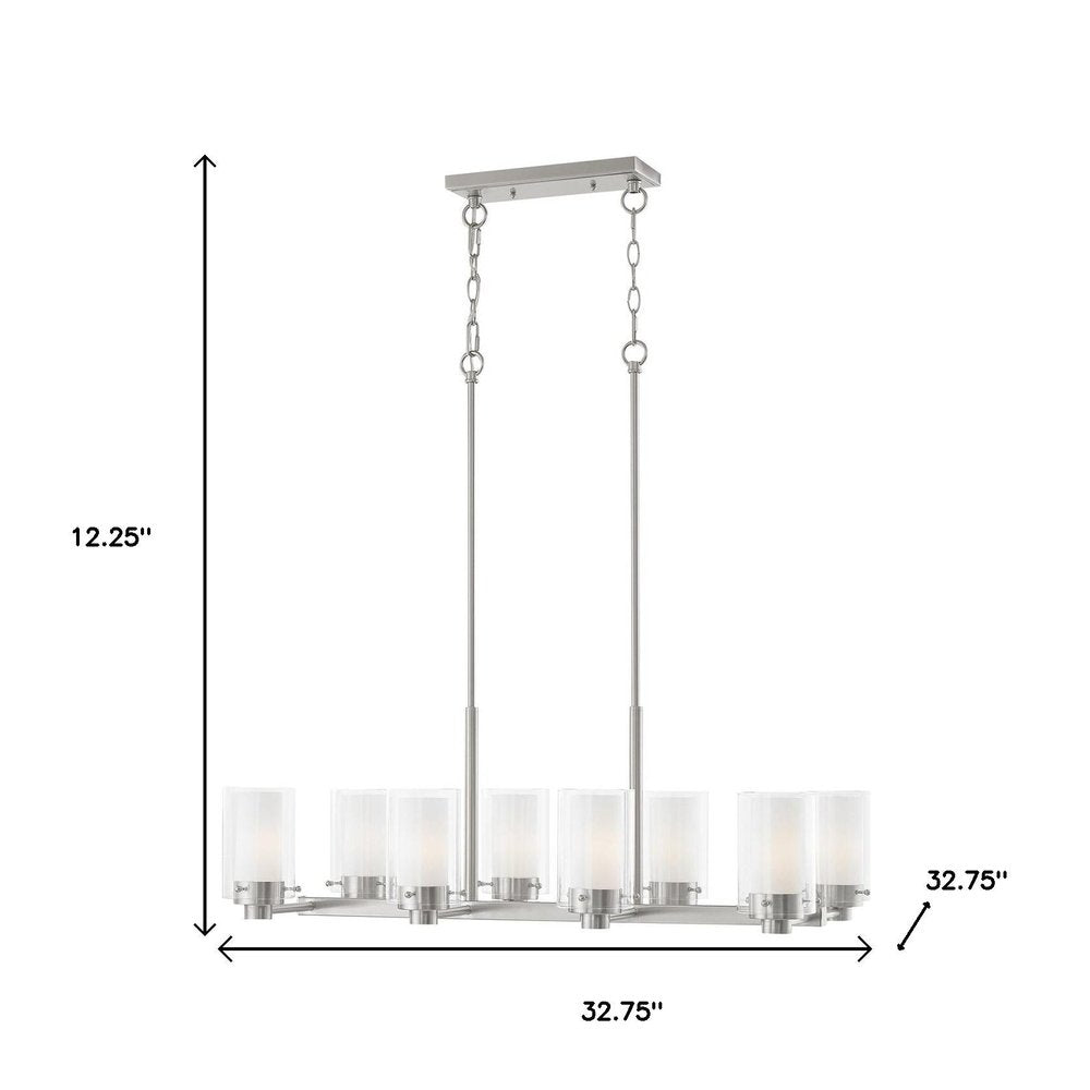 Nickel Eight Light Metal Dimmable Chandelier With Shades