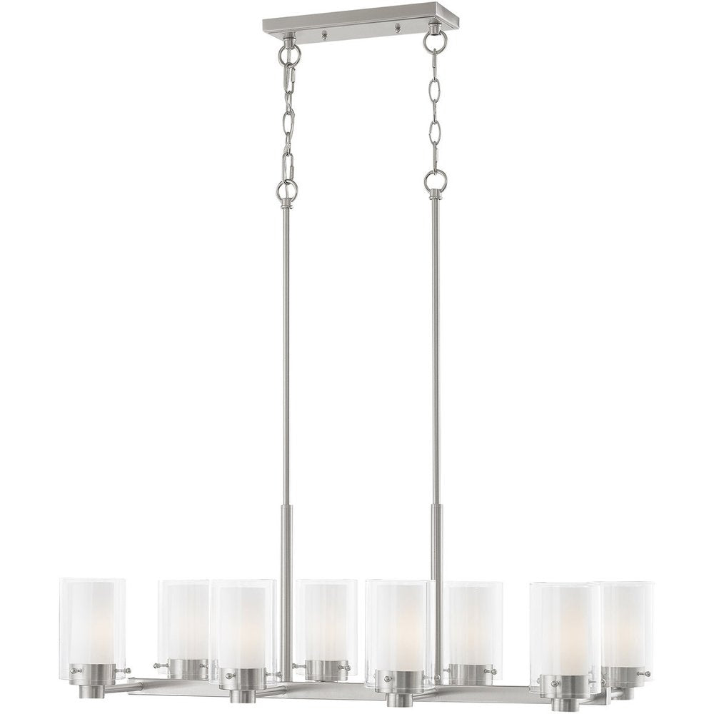 Nickel Eight Light Metal Dimmable Chandelier With Shades