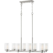 Nickel Eight Light Metal Dimmable Chandelier With Shades
