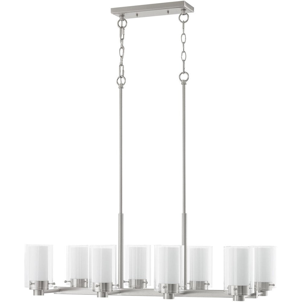 Nickel Eight Light Metal Dimmable Chandelier With Shades
