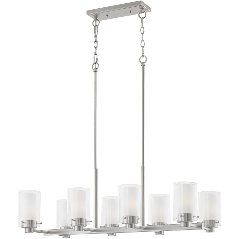 Nickel Eight Light Metal Dimmable Chandelier With Shades
