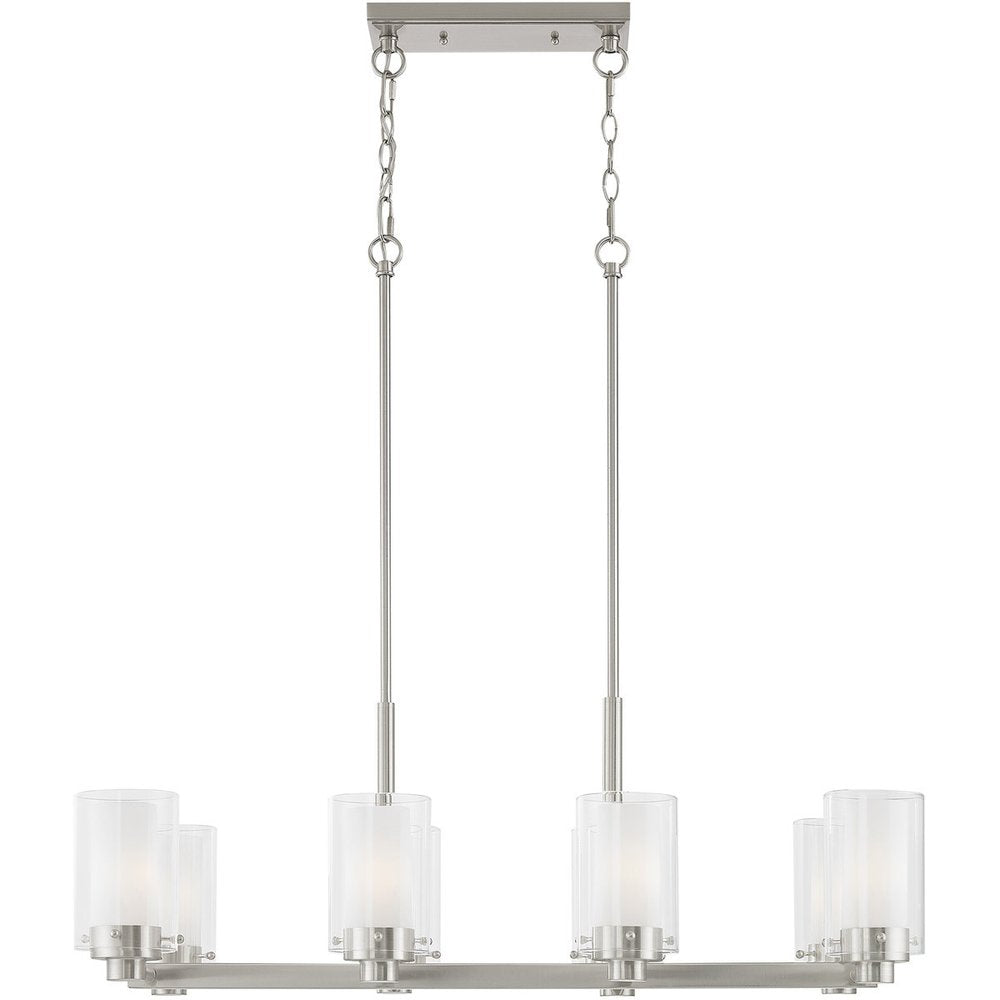 Nickel Eight Light Metal Dimmable Chandelier With Shades