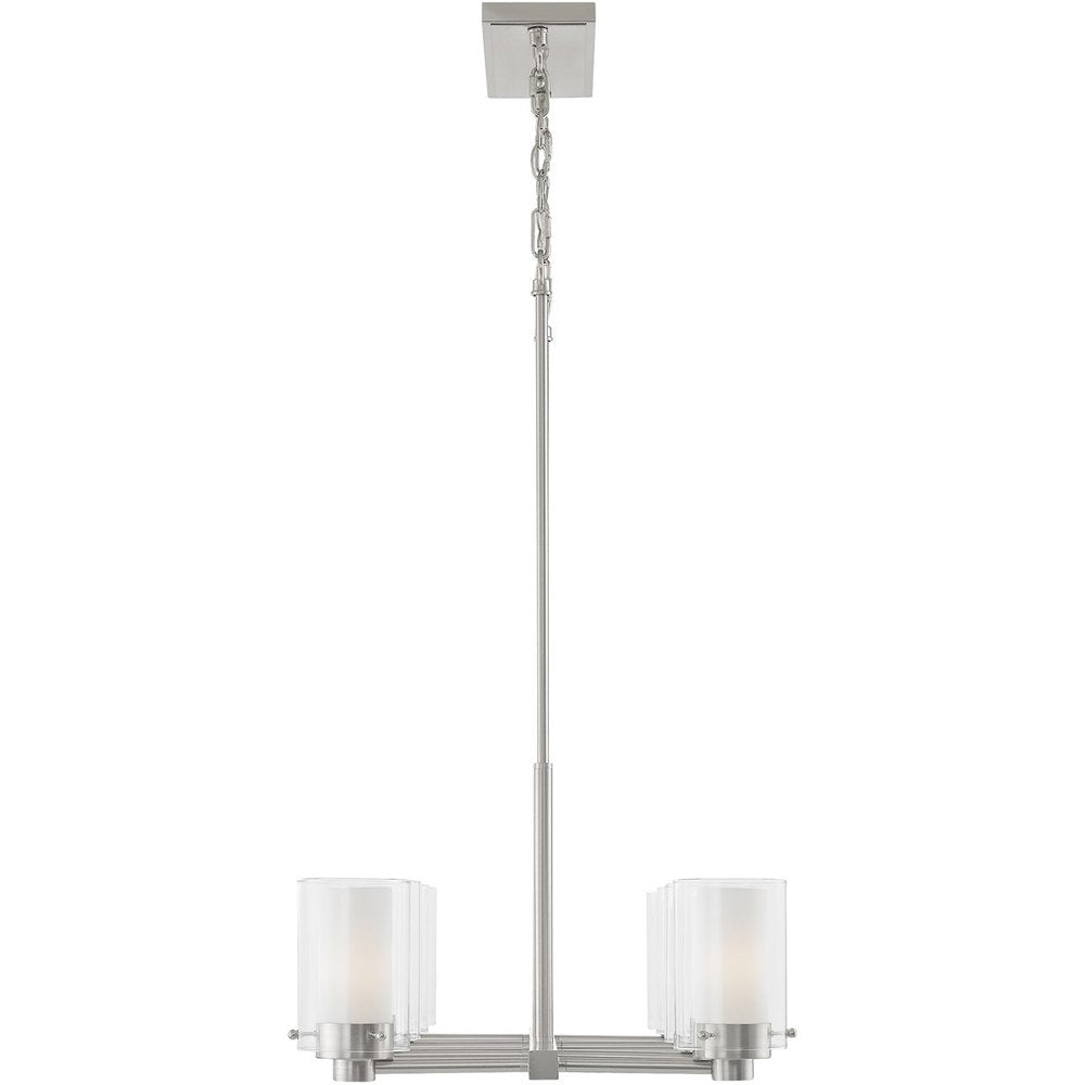 Nickel Eight Light Metal Dimmable Chandelier With Shades