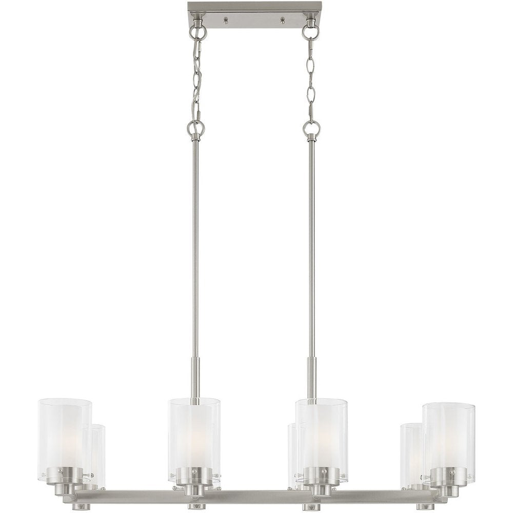 Nickel Eight Light Metal Dimmable Chandelier With Shades