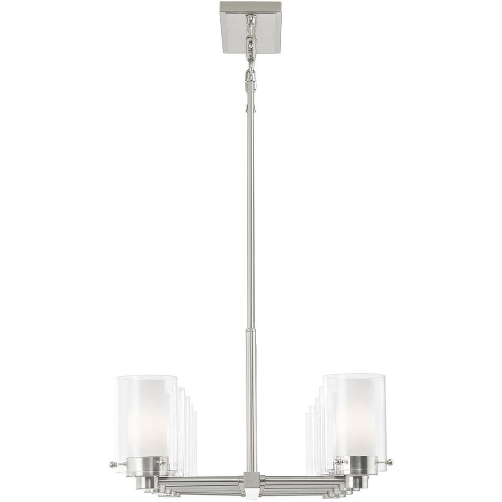 Nickel Ten Light Metal Dimmable Chandelier With Shades