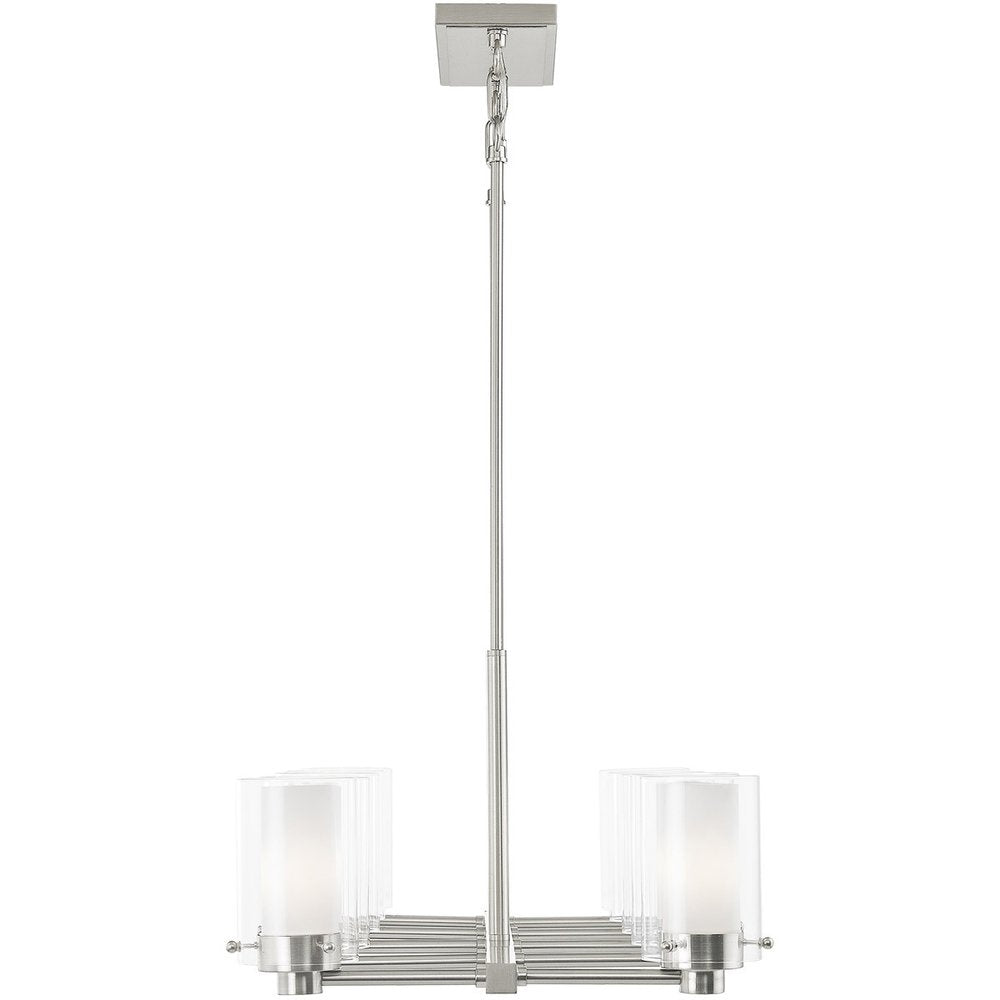 Nickel Ten Light Metal Dimmable Chandelier With Shades