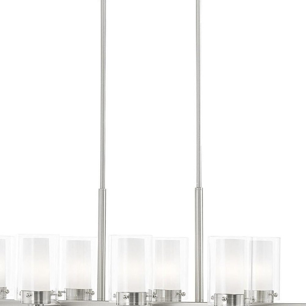 Nickel Ten Light Metal Dimmable Chandelier With Shades