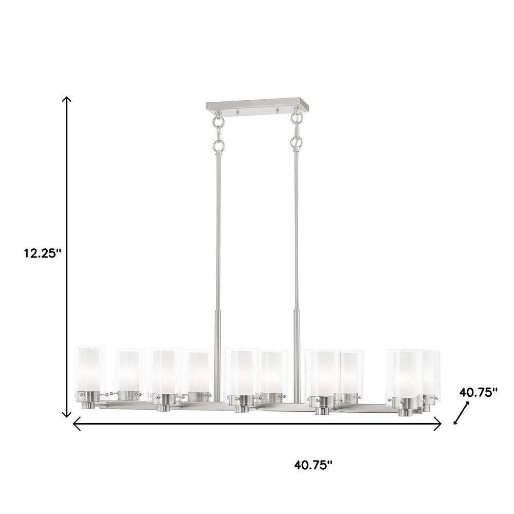 Nickel Ten Light Metal Dimmable Chandelier With Shades