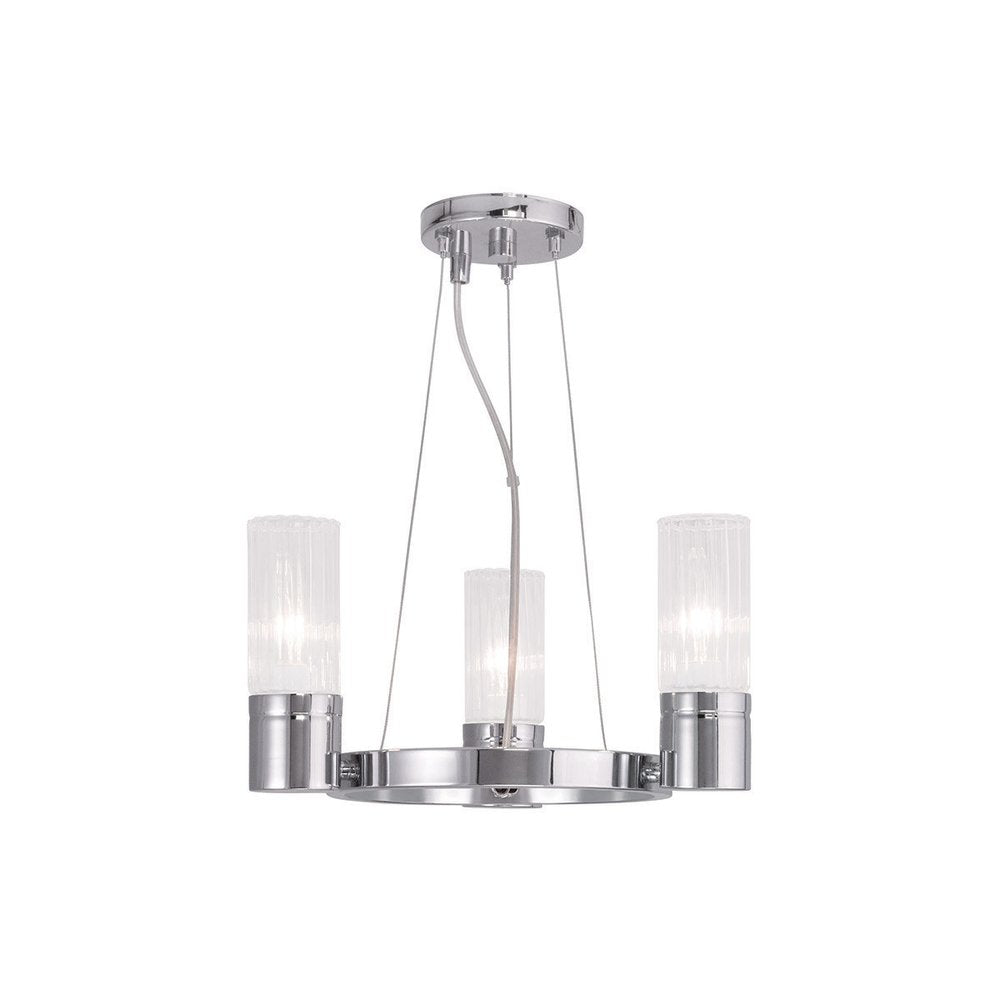 Silver Three Light Metal Dimmable Chandelier With Shades