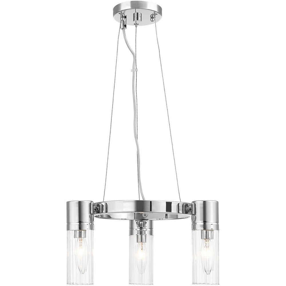 Silver Three Light Metal Dimmable Chandelier With Shades