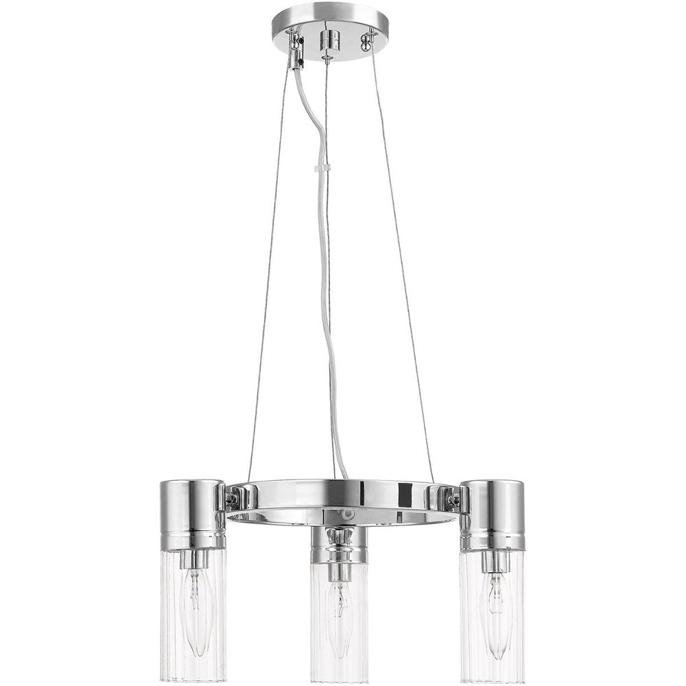 Silver Three Light Metal Dimmable Chandelier With Shades