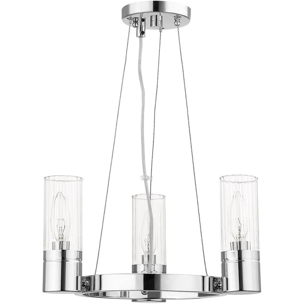 Silver Three Light Metal Dimmable Chandelier With Shades