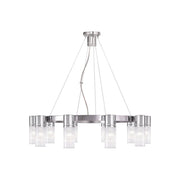 Silver Ten Light Metal Dimmable Chandelier With Shades