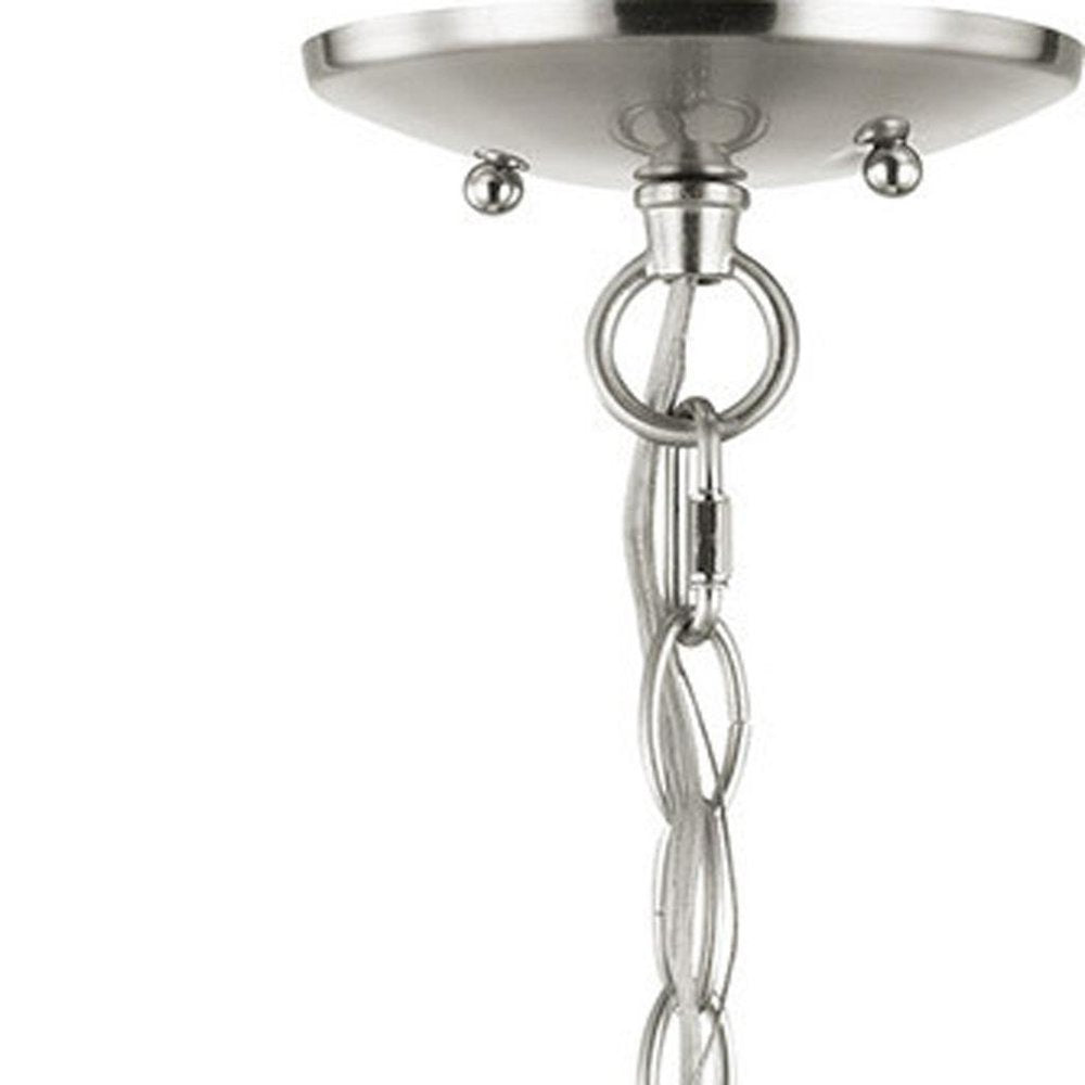 Nickel Three Light Metal Dimmable Chandelier With Shades