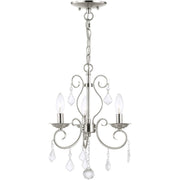 Nickel Three Light Metal Dimmable Chandelier With Shades