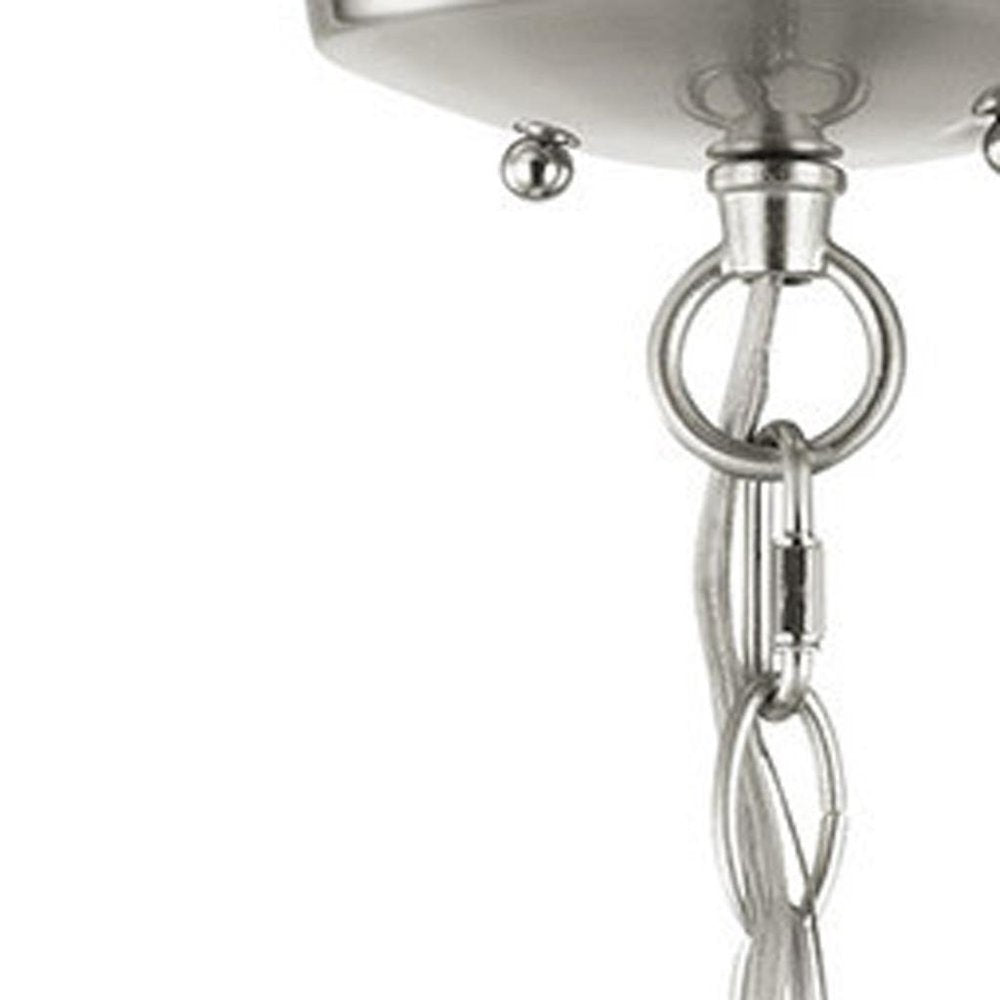 Nickel Three Light Metal Dimmable Chandelier With Shades