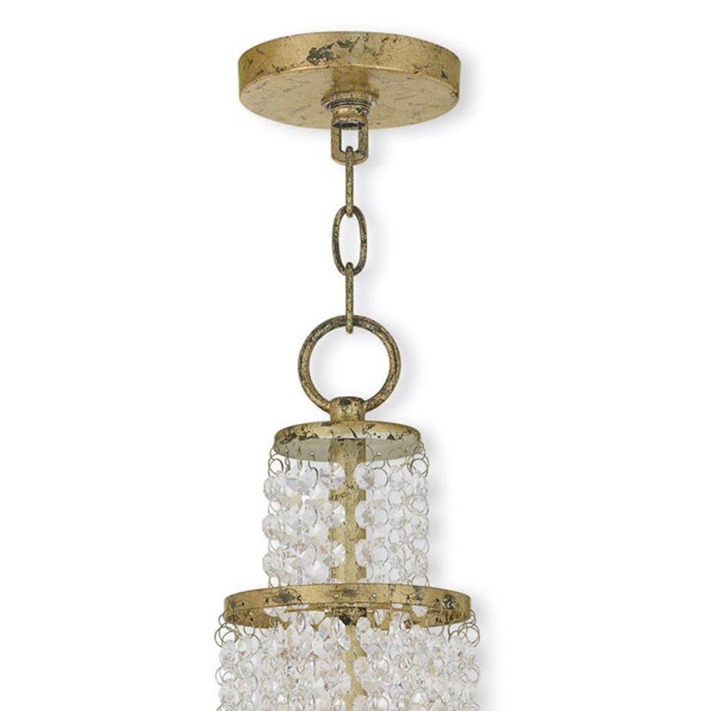 Gold Clear And Off White Three Light Metal Dimmable Chandelier With Shades