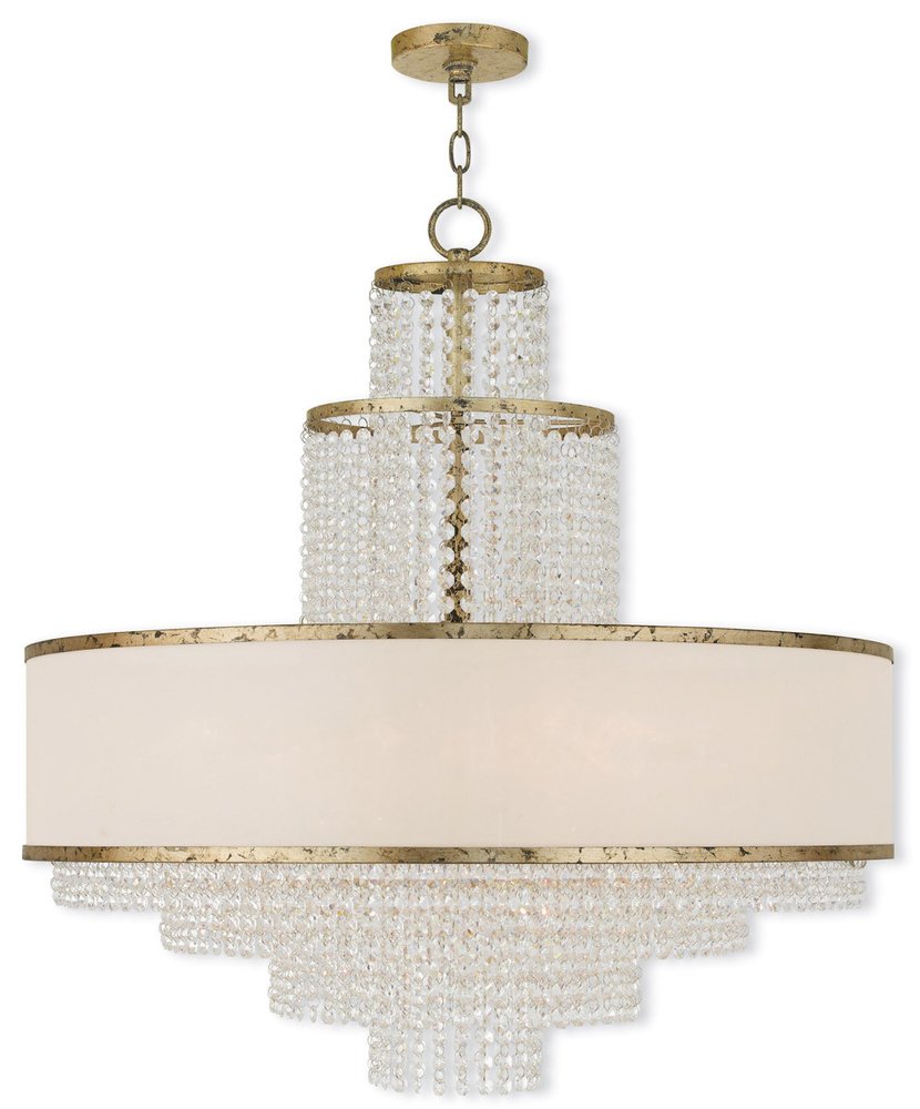 Gold Eight Light Metal Dimmable Chandelier With Shades