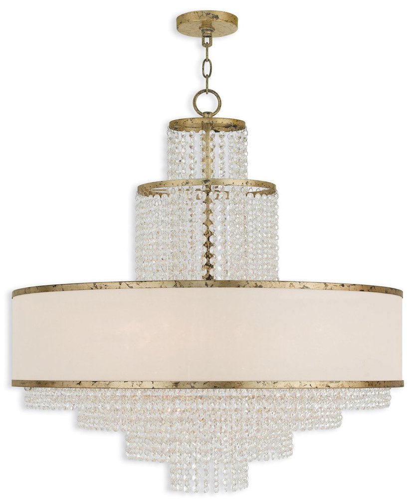 Gold Eight Light Metal Dimmable Chandelier With Shades