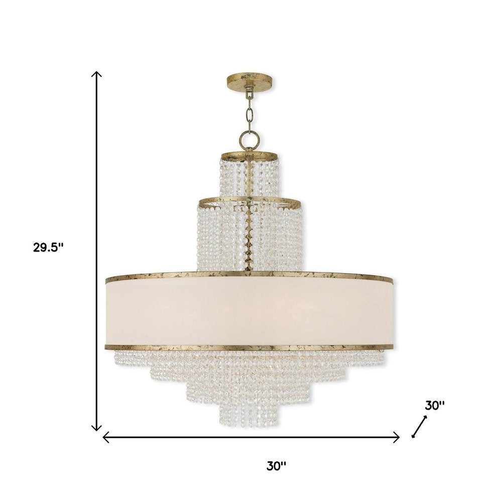 Gold Eight Light Metal Dimmable Chandelier With Shades