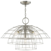 Nickel Four Light Metal Dimmable Chandelier With Shades