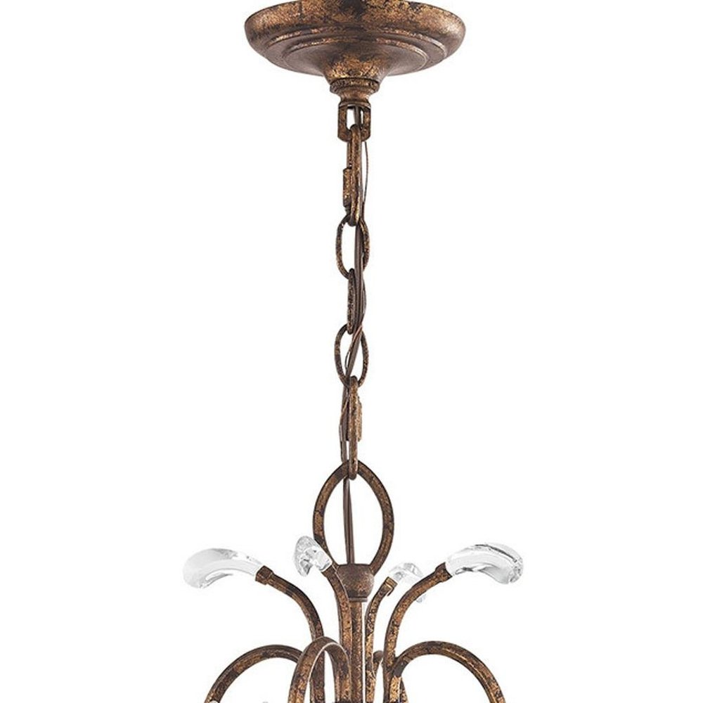 Bronze Four Light Metal Dimmable Chandelier With Shades