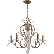 Bronze Five Light Metal Dimmable Chandelier With Shades