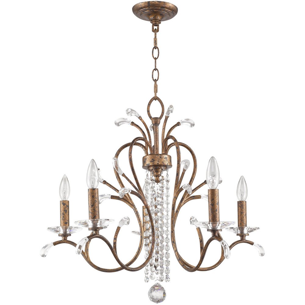 Bronze Five Light Metal Dimmable Chandelier With Shades