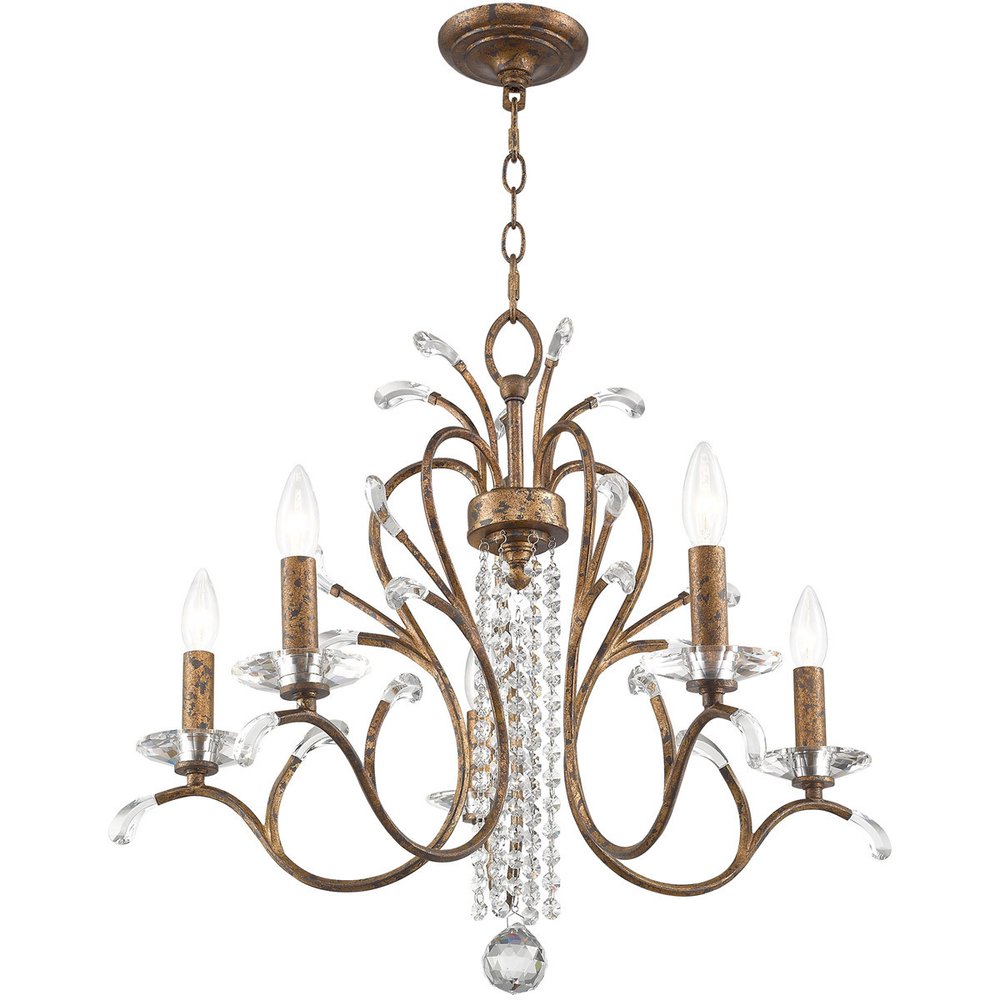 Bronze Five Light Metal Dimmable Chandelier With Shades