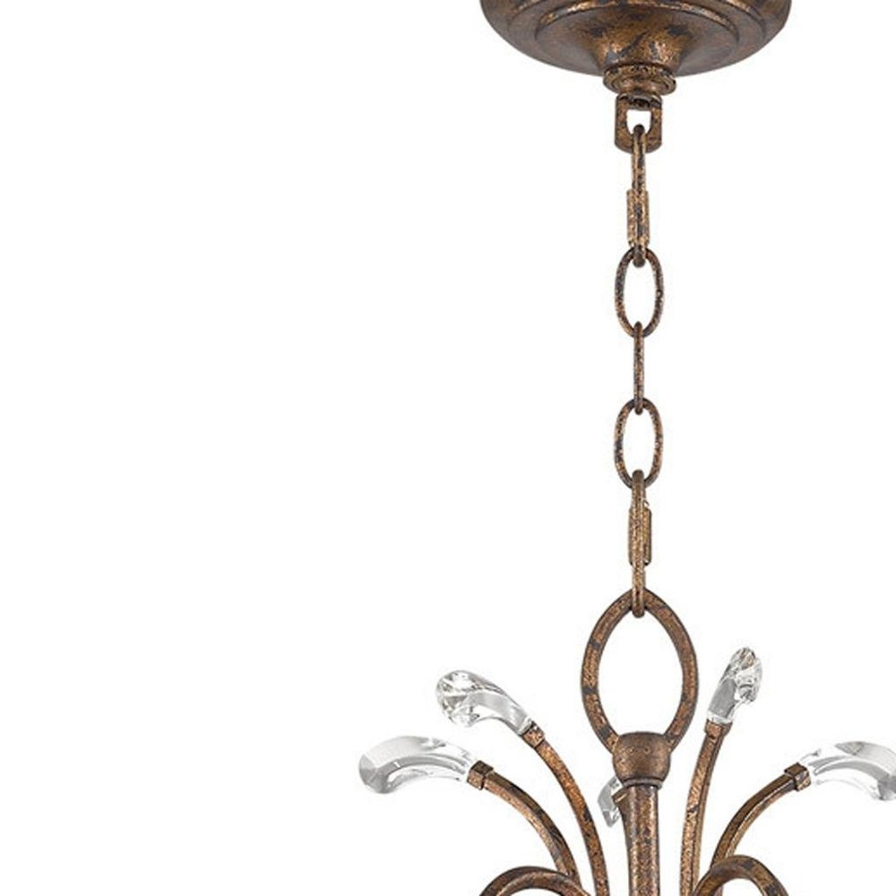 Bronze Five Light Metal Dimmable Chandelier With Shades