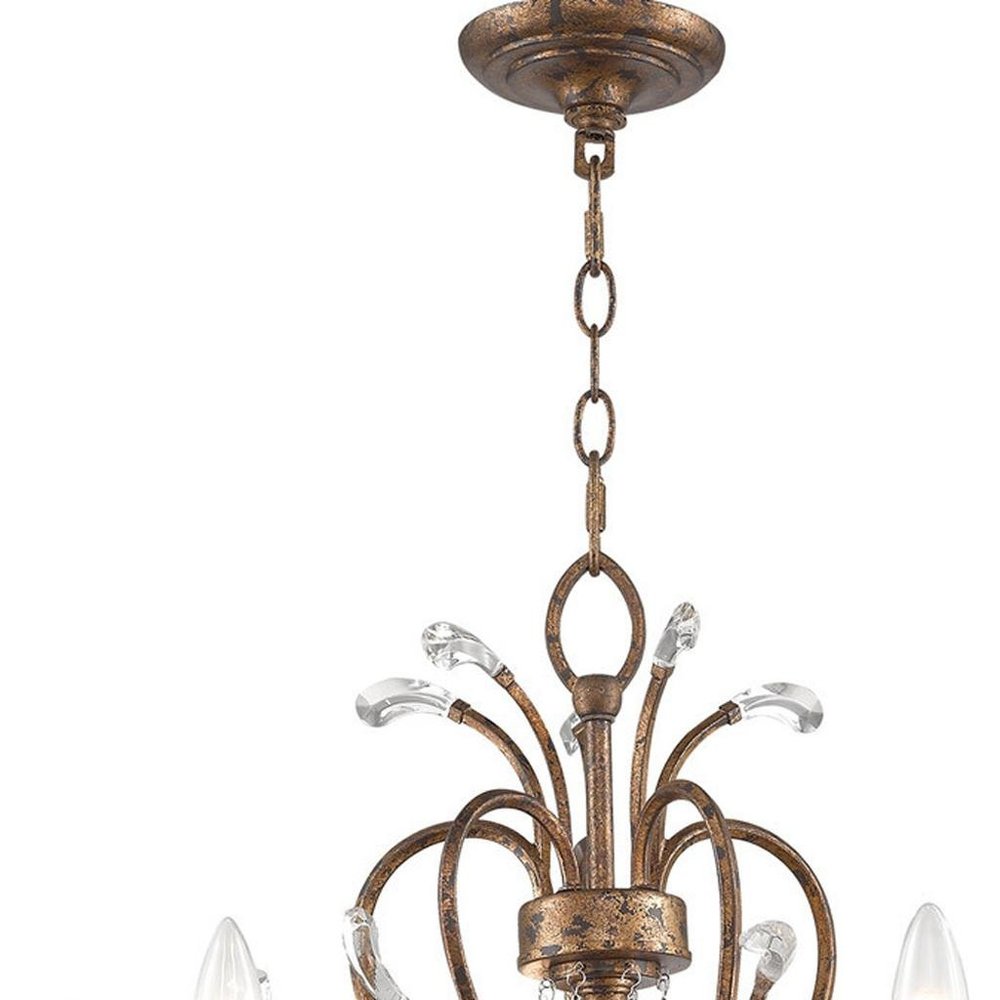 Bronze Five Light Metal Dimmable Chandelier With Shades