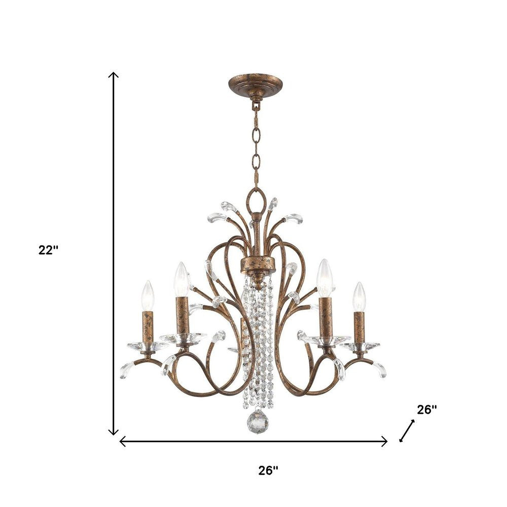 Bronze Five Light Metal Dimmable Chandelier With Shades