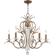 Bronze Six Light Metal Dimmable Chandelier With Shades