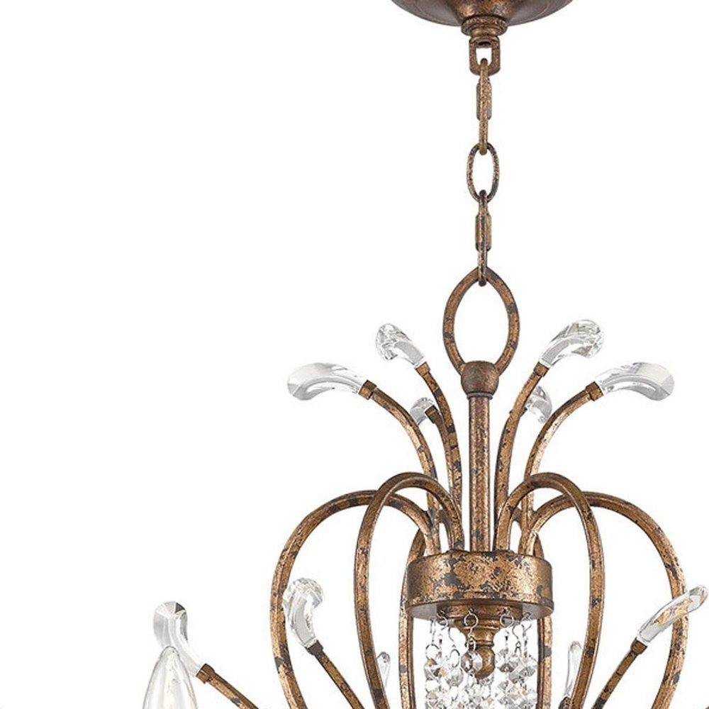 Bronze Six Light Metal Dimmable Chandelier With Shades