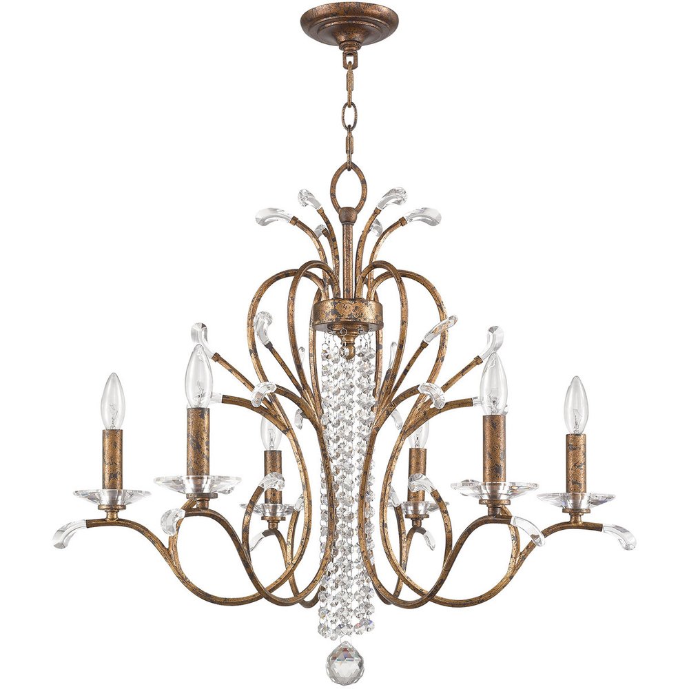 Bronze Six Light Metal Dimmable Chandelier With Shades