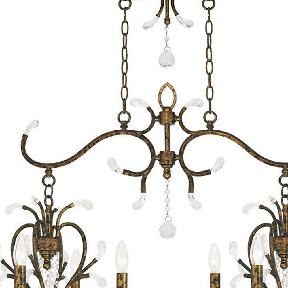 Bronze And Clear Eight Light Metal Dimmable Chandelier With Shades