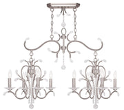 Nickel And Clear Eight Light Metal Dimmable Chandelier With Shades