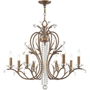 Bronze Eight Light Metal Dimmable Chandelier With Shades