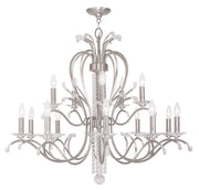 Nickel And Clear Multi Light Metal Dimmable Chandelier With Shades
