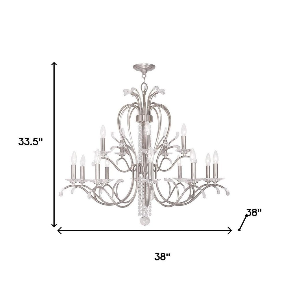Nickel And Clear Multi Light Metal Dimmable Chandelier With Shades